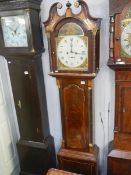A mahogany 8 day painted dial long case clock. Collect only.