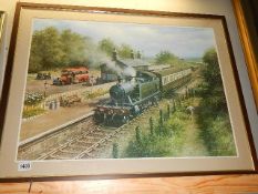 A framed and glazed railway print. 91 x 71 cm. (collect only).