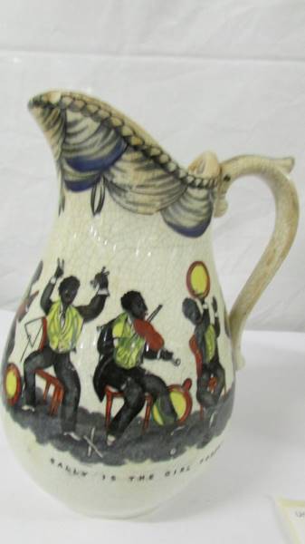 Two rare early 20th-century jugs depicting jazz bands, both a/f. - Image 5 of 7