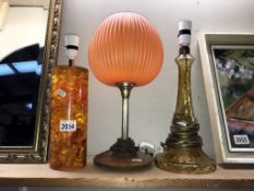 3 retro 1960's table lamps, Collect only.
