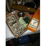 A mixed lot including dominoes, toast rack, table lighter etc.,