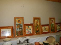 Seven pine framed prints. (Collect only).