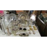 A good lot of silver plate including teaset, baskets, condiments etc., (Collect only).