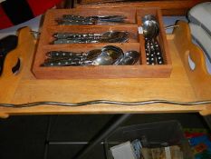 A tray of cutlery etc.,