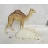 A Beswick camel (in good condition) and a Beswick pig (chip on ear).