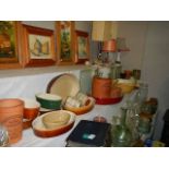 A mixed lot of oven dishes, storage jars, mixing bowl etc., (Collect only).