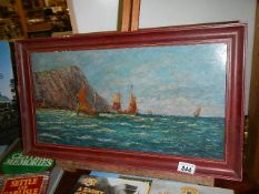 A framed seascape.