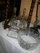 A mixed lot of decanters, glasses, large glass bowl etc., (Collect only).