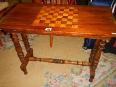 A mahogany table with chess board top. (Collect only).