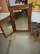 An oak framed mirror and two others. (Collect only).