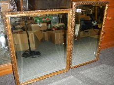 Two gilt framed bevel edged mirrors. (Collect only).