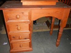 A pine single pedestal desk. (Collect only).