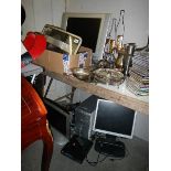 A mixed lot of computer items including screens. (Collect only).