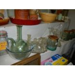 A mixed lot of glassware including trinket sets, storage jars, vases, etc., (Collect only).