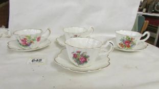 Four Royal Stuart china cups and saucers.