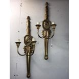 A pair of resin double lamp wall lights in good condition, Length 69cm COLLECT ONLY