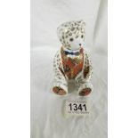 A Royal Crown Derby bear in waistcoat with gold stopper.
