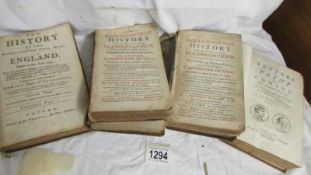 Four 18th century books (in poor condition) including History of England dated 1703.