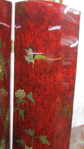 A lacquered four fold screen. - Image 3 of 3