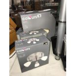 3 various boxed colours ceiling lights