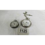 Two silver cased pocket watches, a/f.
