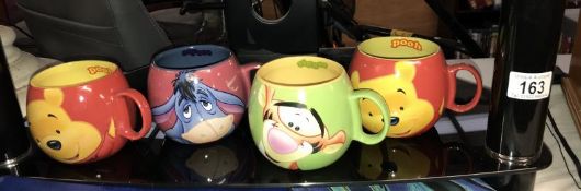 4 Disney Winnie The Pooh, Tigger, Eeyore & Patchwork mugs