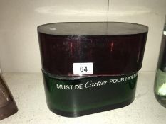 A large Cartier Must De Pour Homme perfumery/chemist shop display bottle, size 24cm x 14.5cm x