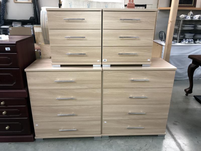 4 light wood effect bedroom chest of drawers 50cm x 36cm x Height 56cm. 75cm x 43cm x Height 85cm