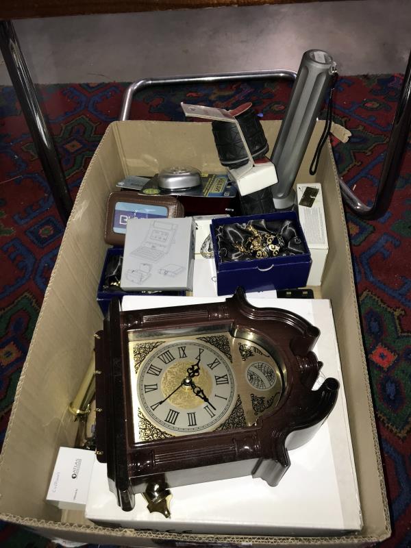 A box of miscellaneous including wall clock, enamel eggs & torches etc. - Image 2 of 2