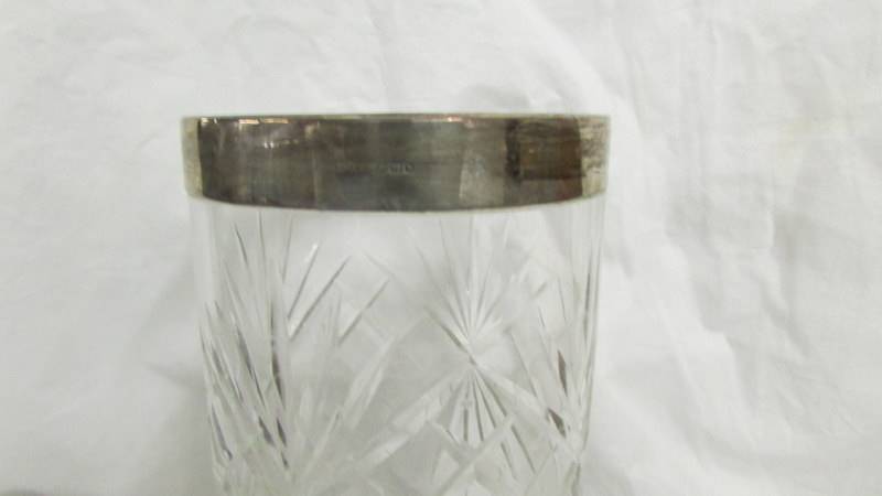 A cut glass vase with silver collar. - Image 2 of 2