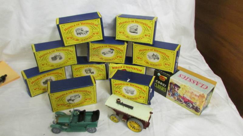 Ten boxed Lesney Models of Yesteryear and a Corgi Classics 1915 Ford.