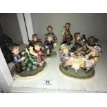 3 Goebel Hummel figure groups, Autumn Arrival, Puppy Surprise and Christmas Fun and 2 Goebel