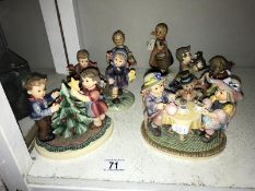 3 Goebel Hummel figure groups, Autumn Arrival, Puppy Surprise and Christmas Fun and 2 Goebel