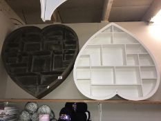 2 large heart shaped wooden wall shelves COLLECT ONLY