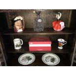 A boxed set of Underground Trooping The Colour mugs, 2 Portmeirion garden dinner plates, A Royal