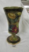 H Bequet, Quaregnon, made in Belgium. A Nearly 11 inch tall vase on a wide pedestal.