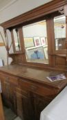 A late 19th century oak mirror backed sideboard. Collect only