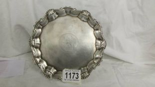 A silver tray hall marked William Peaston 1750.