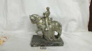 An Austrian spelter touch tip lighter of a Knight on horseback.