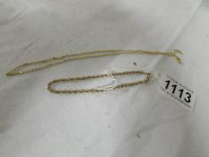 A 9ct gold bracelet and an a/f gold chain, 3.4 grams.