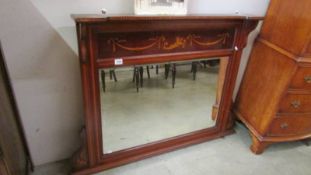 A good quality mahogany inlaid overmantel mirror.