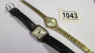 A 9ct gold Doric 17 jewel wrist watch on gilt bracelet and an silver Accurist wrist watch.