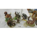 Six woodland animal figures.