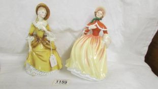 Two Royal Doulton figurines, Pretty Ladies 'Autumn' HN 5323 and Sandra HN2275.
