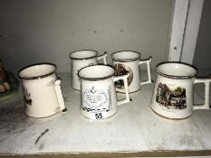 A Prince William Masonic tankard and 4 other tankards