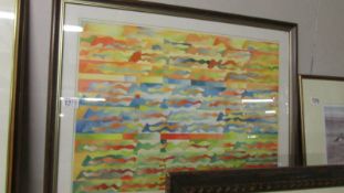 John Riley (1938-2012) Large modernist abstract watercolour & gouache painting signed & dated 1984.