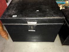 A metal trunk/deed box (61cm x 46cm x 46cm high) *Collect Only*