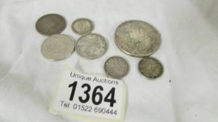 Seven Canada silver coins, 46 grams.