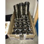 A large lot of catering stainless steel salt and pepper pots (23 pairs) plus a quantity of stainless