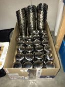 A large lot of catering stainless steel salt and pepper pots (23 pairs) plus a quantity of stainless